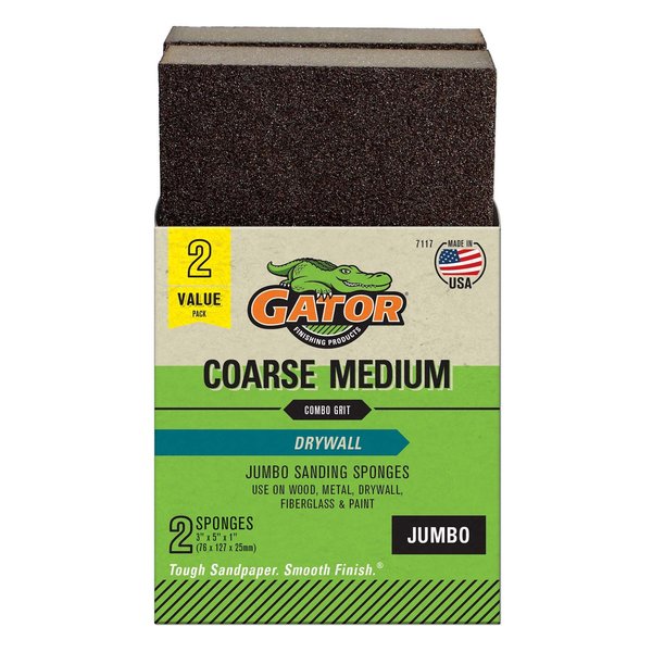 Gator Finishing Drywall Jumbo Sanding Sponges, Coarse/Medium Combo Grit 7117